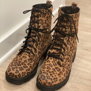 Leopard Print combat boot